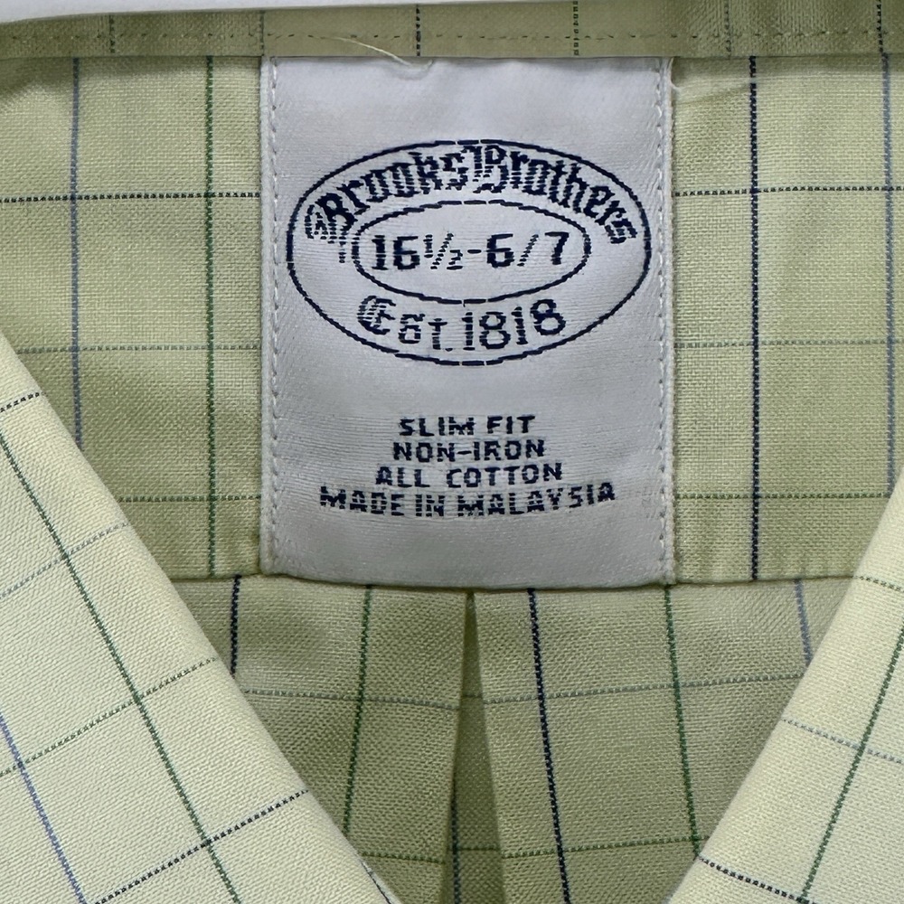 Brooks Brothers Men's Shirt Slim Fit Long Sleeve Cotton Size 16.5 6/7 Preppy - Picture 3 of 8